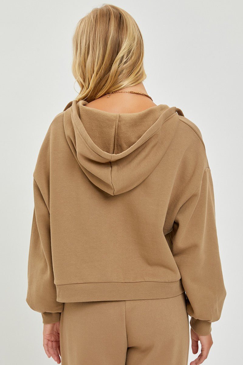 Risen Oversized V-Neck Hoodie Sweatshirt — Soft Cotton-Poly Blend Western Lounge Top (large remaining) - Rooted & Reckless Co.