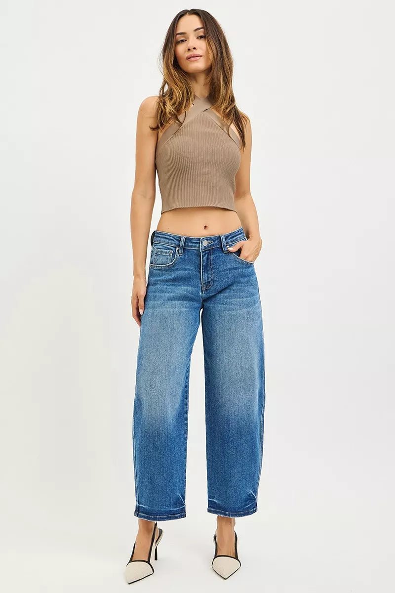 RISEN Slouchy Cropped Barrel Jeans - Rooted & Reckless Co.