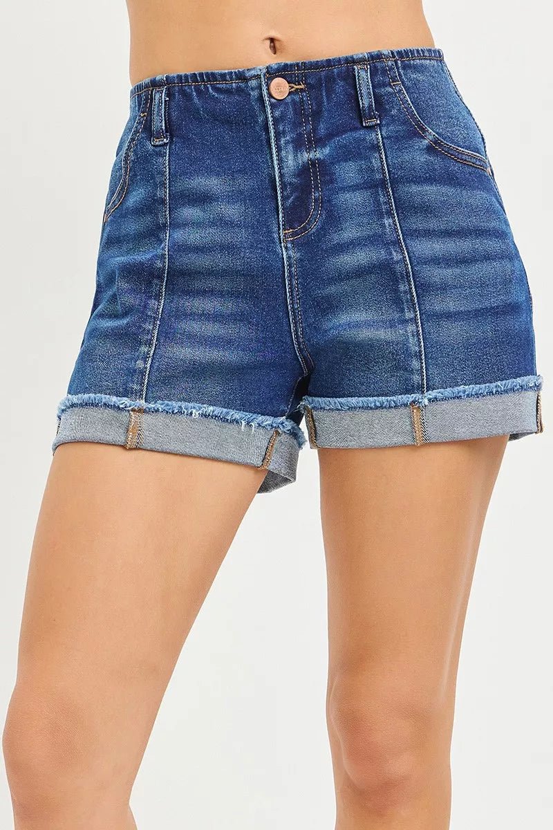 RISEN Slouchy Cuffed Denim Shorts - Rooted & Reckless Co.