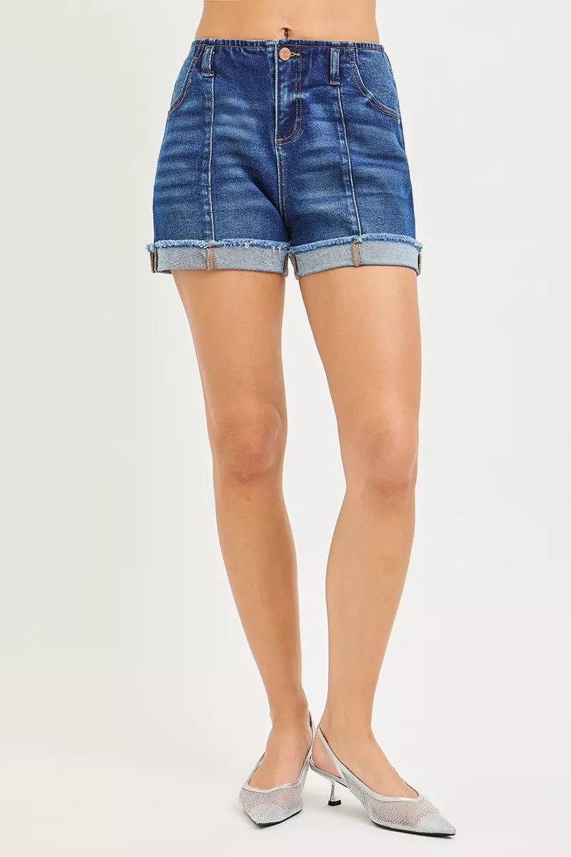 RISEN Slouchy Cuffed Denim Shorts - Rooted & Reckless Co.