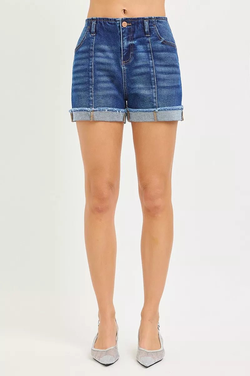 RISEN Slouchy Cuffed Denim Shorts - Rooted & Reckless Co.
