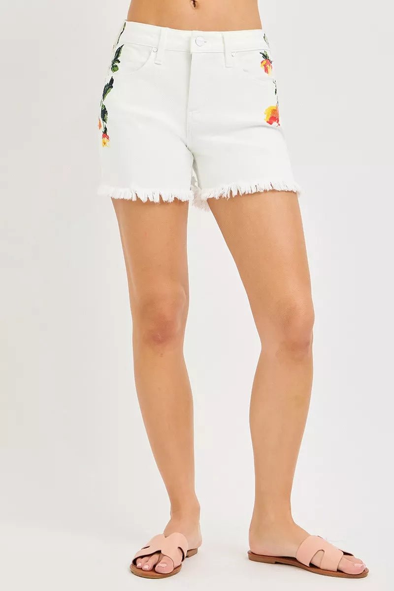 RISEN Tummy Control High Rise Flower Printed Shorts - Rooted & Reckless Co.