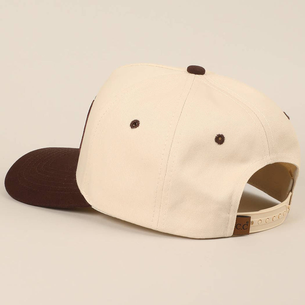 "RODEO" Two-Tone Embroidered Trucker Hat — Wine Red Cotton Canvas with Raised Lettering & 5-Panel Structure - Rooted & Reckless Co.