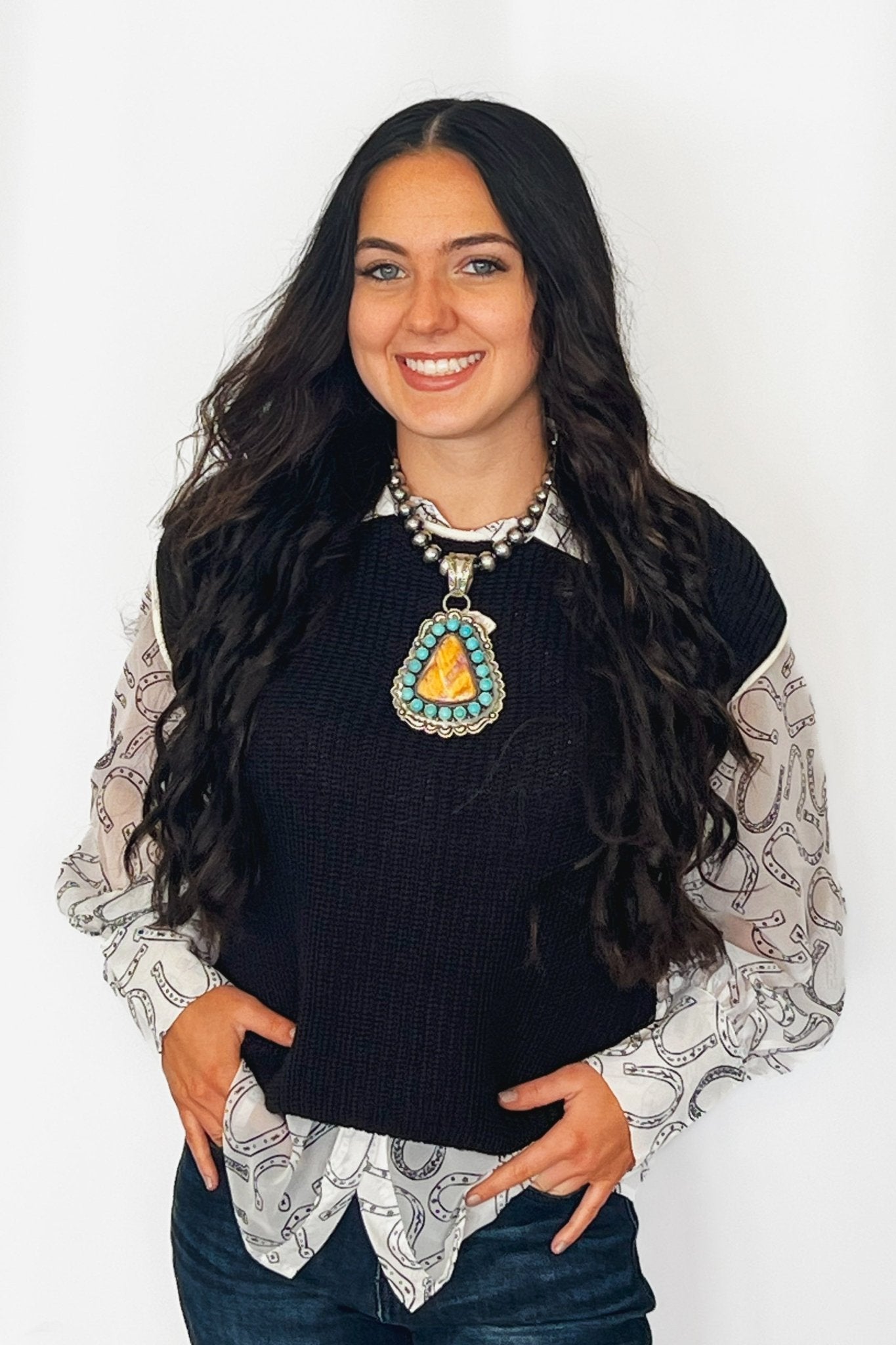 Roland Dixson Navajo Sterling Silver Statement Pendant — Spiny Oyster & Turquoise (5"×3", Signature Stamp) - Rooted & Reckless Co.