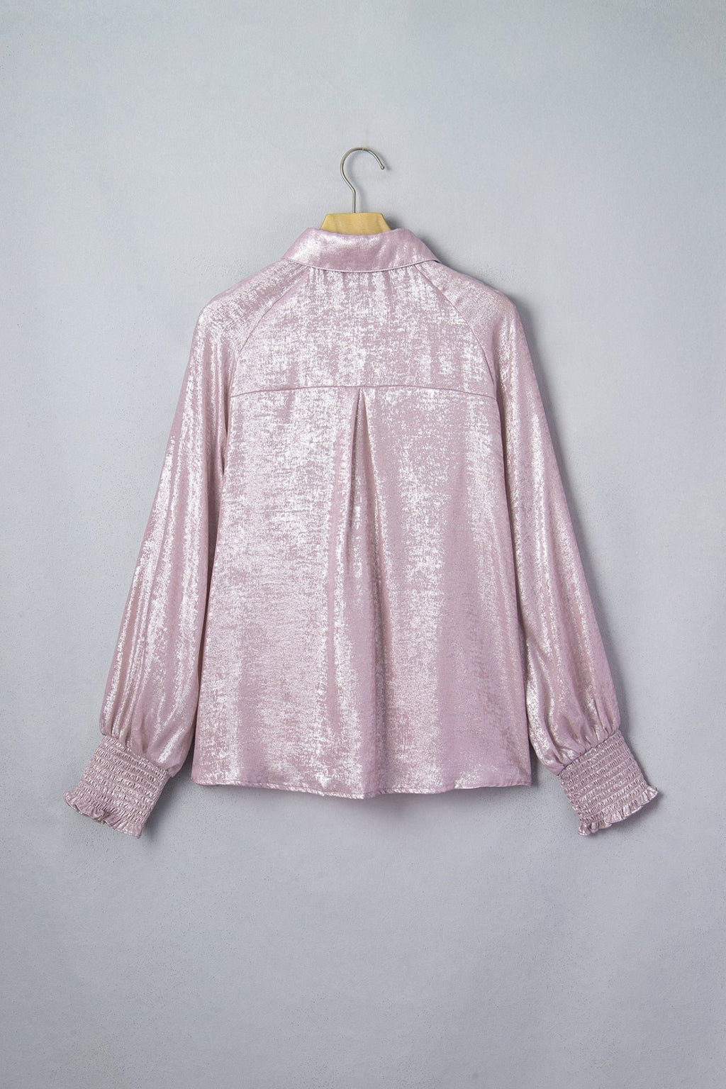 Ruffle Cuff Button Front Back Paneling Long Sleeve Shirt - Rooted & Reckless Co.