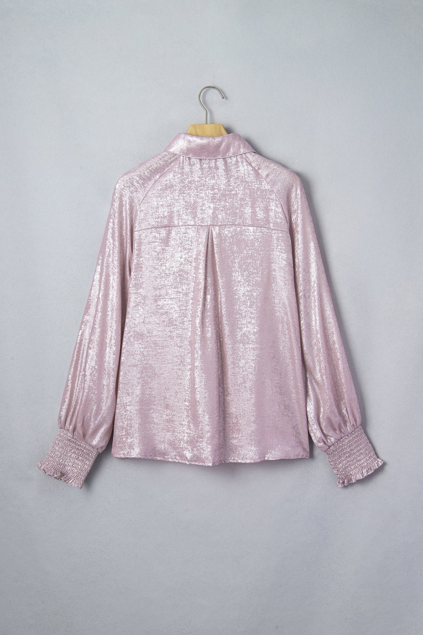Ruffle Cuff Button Front Back Paneling Long Sleeve Shirt - Rooted & Reckless Co.