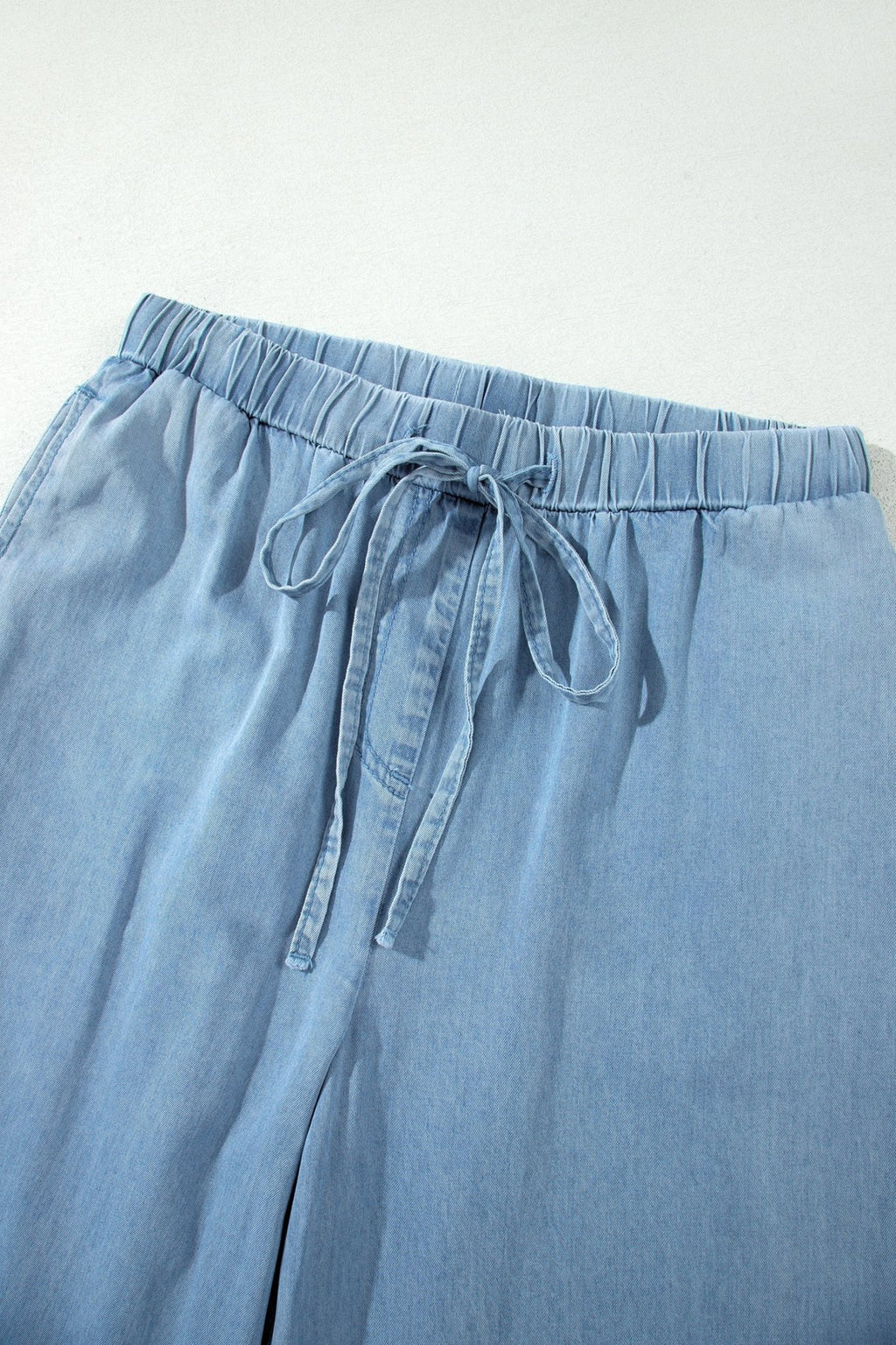 Ruffle Hem High Waist Wide Leg Chambray Pants - Rooted & Reckless Co.