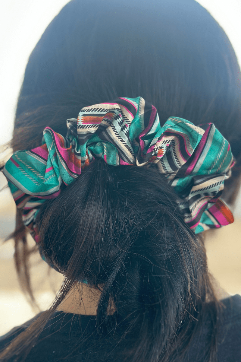 Running Away Western Scrunchie — Sterling Kreek Vibrant Color Hair Statement - Rooted & Reckless Co.