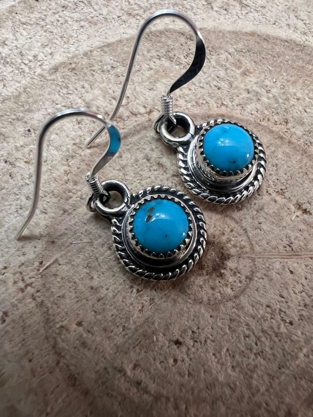 Ryntanna Yazzie Navajo Sterling Silver Kingman Turquoise Earrings - Rooted & Reckless Co.
