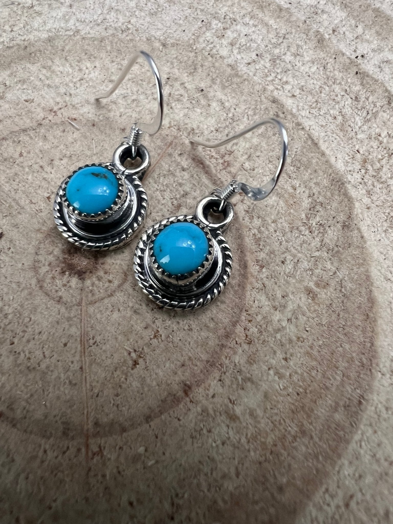 Ryntanna Yazzie Navajo Sterling Silver Kingman Turquoise Earrings - Rooted & Reckless Co.