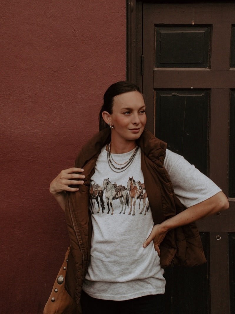 Saddled Horses Graphic Tee - Rooted & Reckless Co.