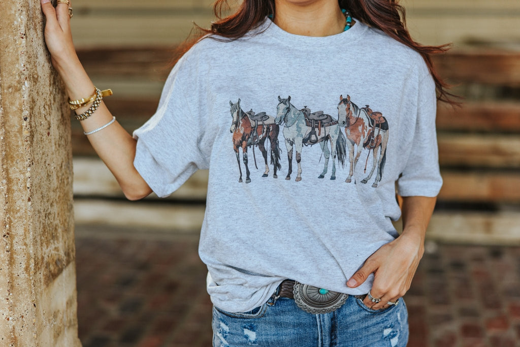 Saddled Horses Graphic Tee - Rooted & Reckless Co.