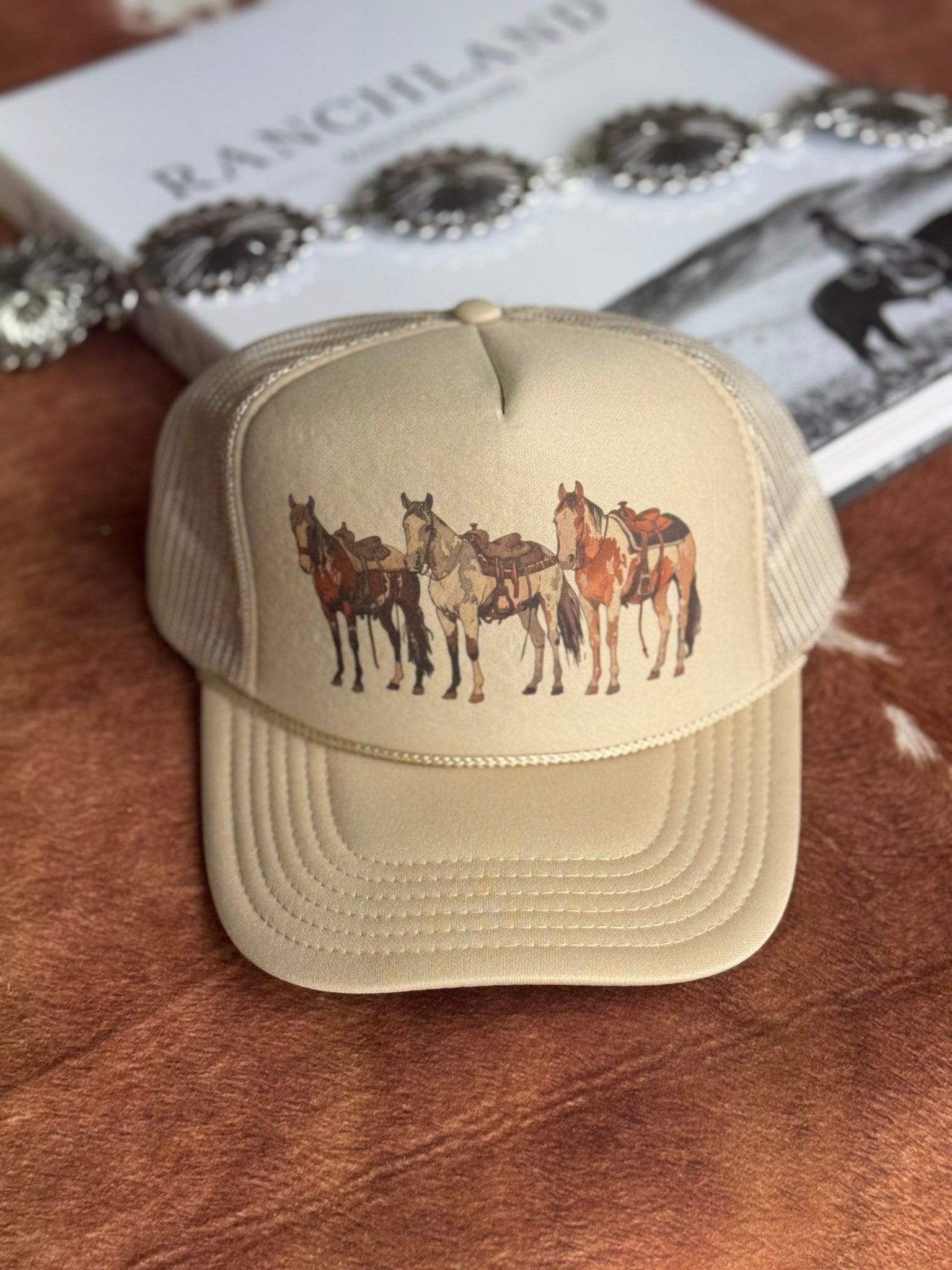 Saddled Horses Trucker Hat - Rooted & Reckless Co.