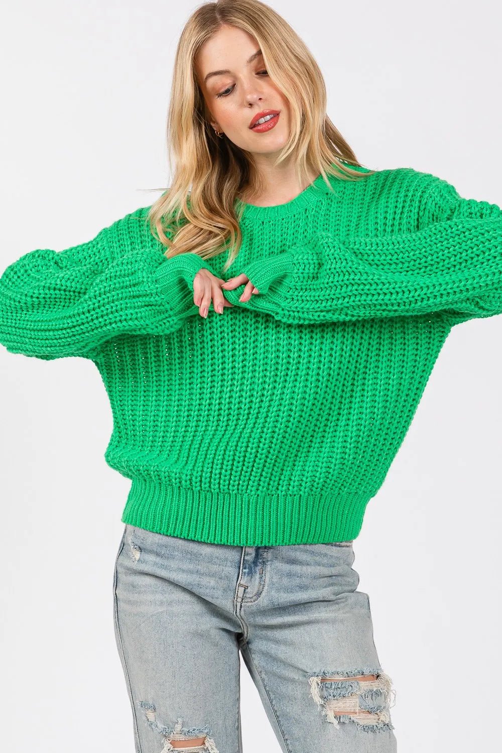 SAGE + FIG Round Neck Drop Shoulder Sweater - Rooted & Reckless Co.