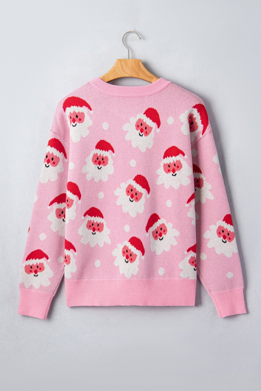 Santa Ribbed Trim Long Sleeve Christmas Sweater - Rooted & Reckless Co.