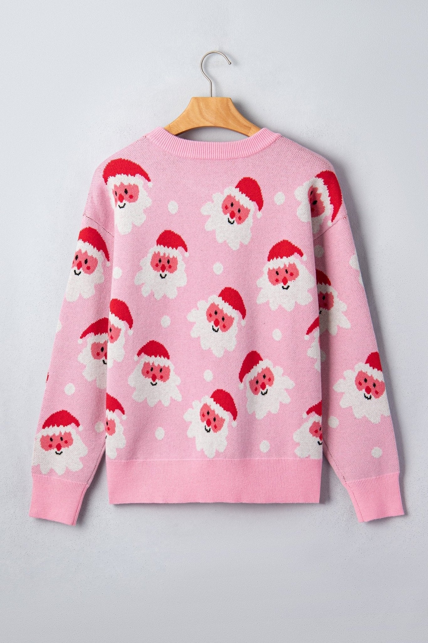 Santa Ribbed Trim Long Sleeve Christmas Sweater - Rooted & Reckless Co.