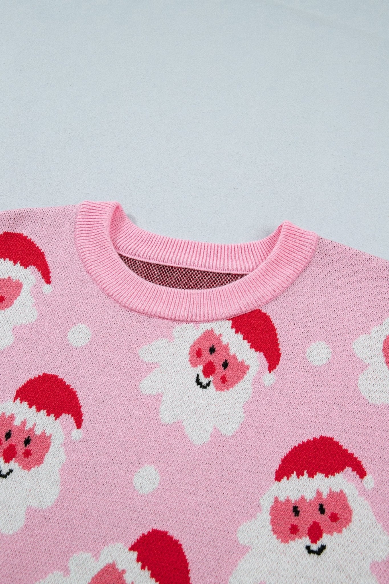 Santa Ribbed Trim Long Sleeve Christmas Sweater - Rooted & Reckless Co.
