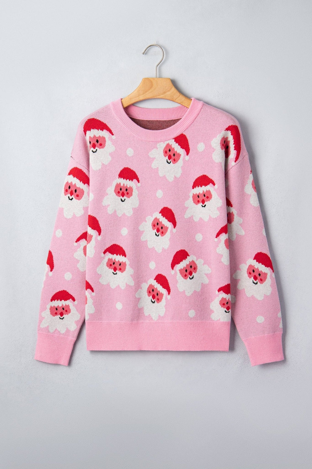 Santa Ribbed Trim Long Sleeve Christmas Sweater - Rooted & Reckless Co.