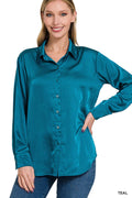 Satin Charmeuse Button Front Shirt - Rooted & Reckless Co.