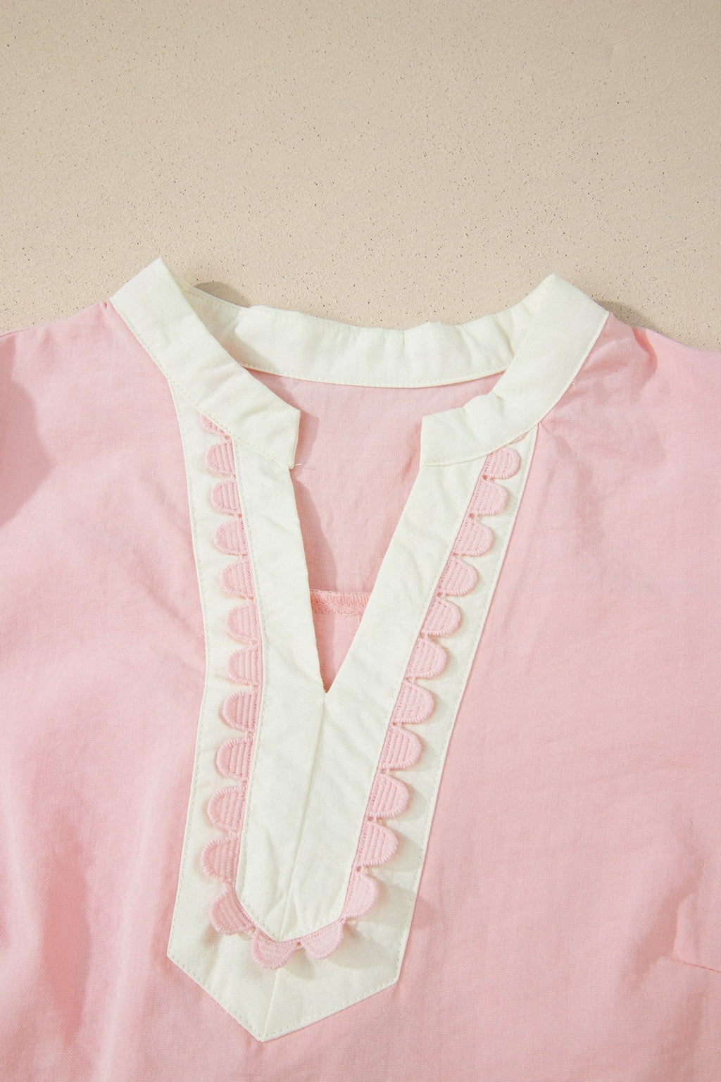 Scallop Trim Colorblock Puff Sleeve Mini Dress - Rooted & Reckless Co.