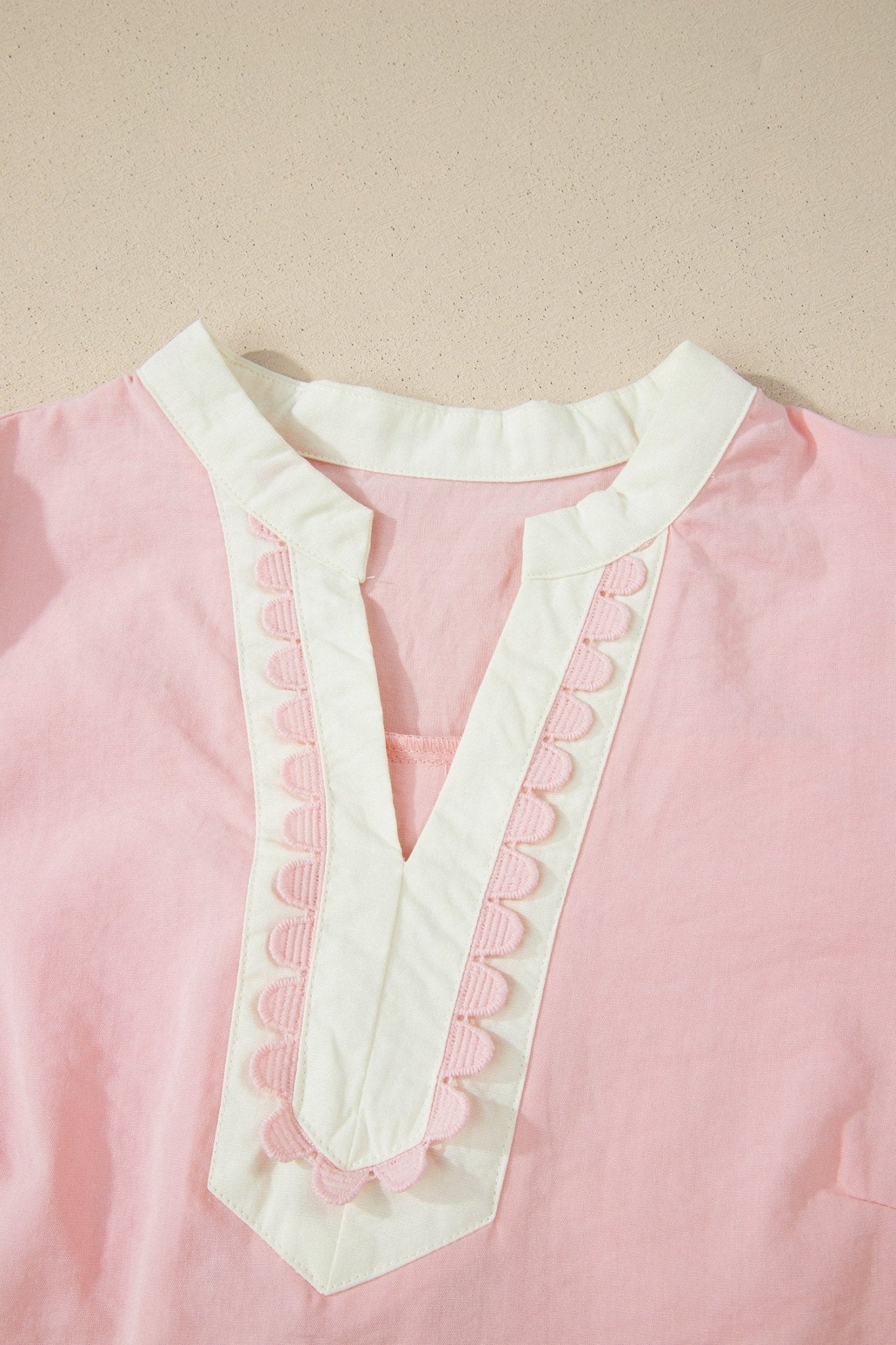 Scallop Trim Colorblock Puff Sleeve Mini Dress - Rooted & Reckless Co.