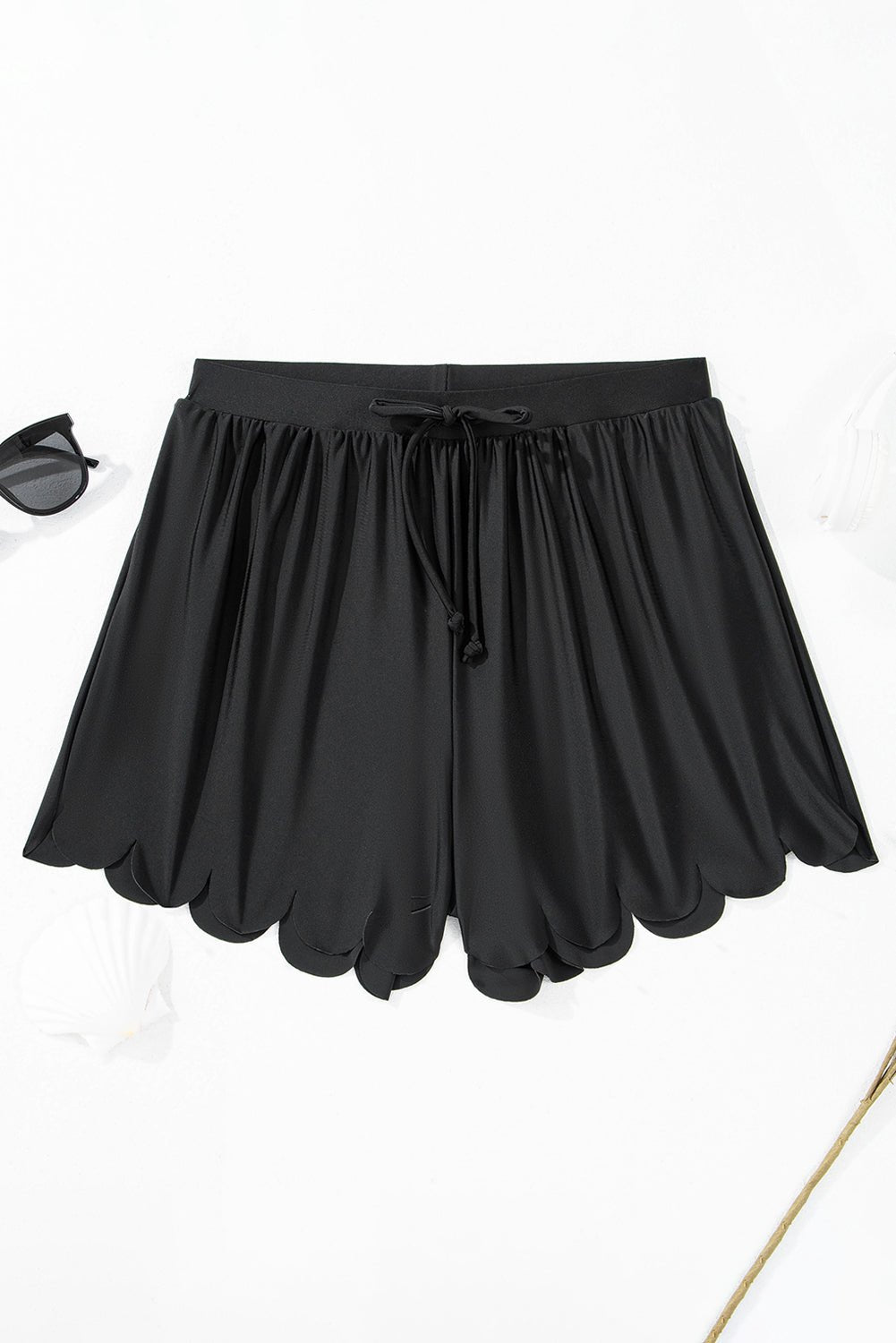 Scalloped Trim High Waist Beach Shorts - Rooted & Reckless Co.