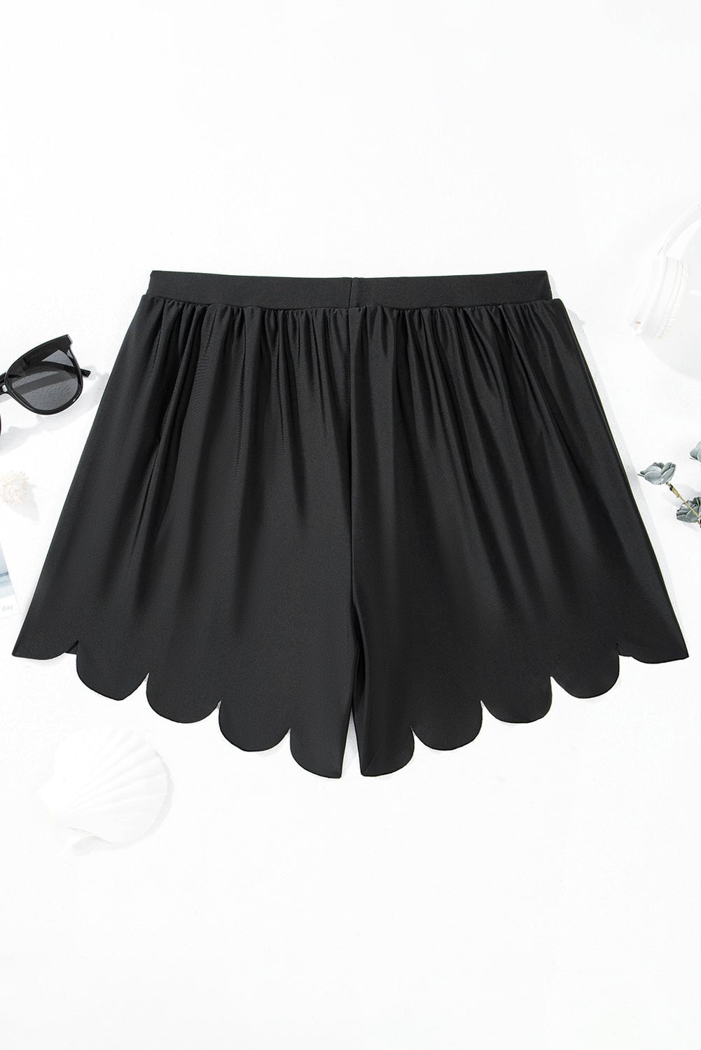 Scalloped Trim High Waist Beach Shorts - Rooted & Reckless Co.