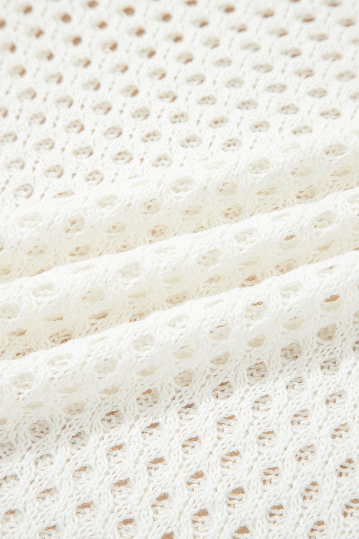 Scalloped Trim Hollow Out Knit Long Sleeve Top - Rooted & Reckless Co.