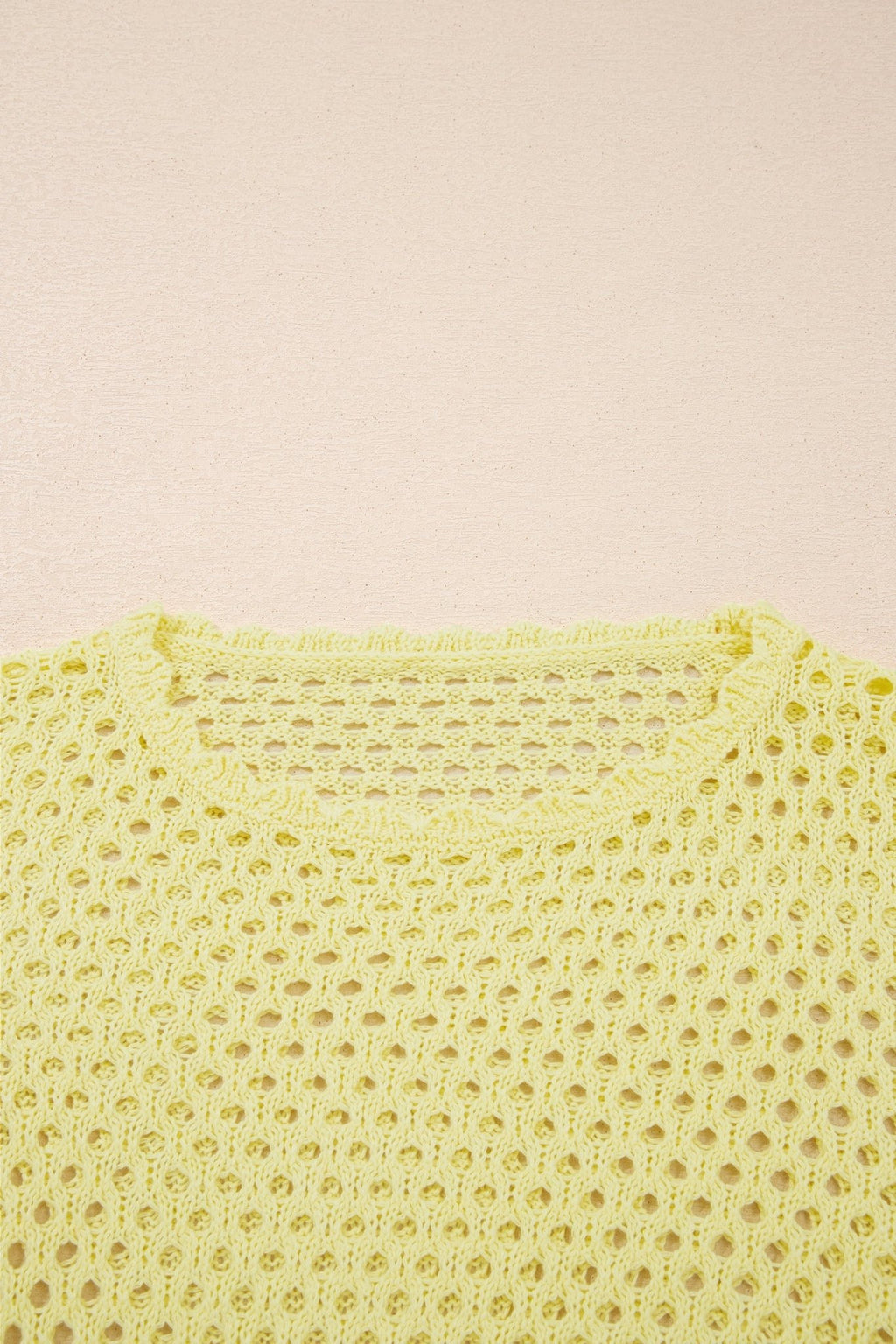 Scalloped Trim Hollow Out Knit Long Sleeve Top - Rooted & Reckless Co.