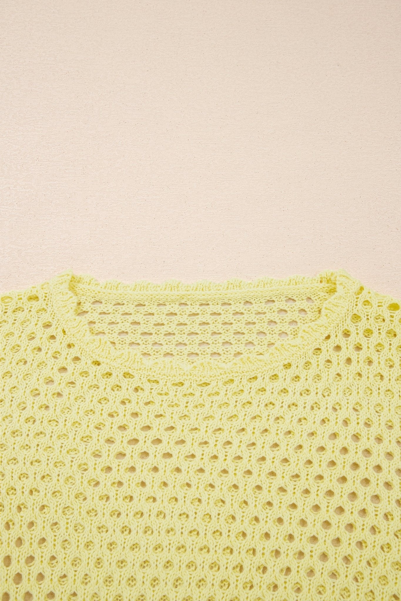 Scalloped Trim Hollow Out Knit Long Sleeve Top - Rooted & Reckless Co.
