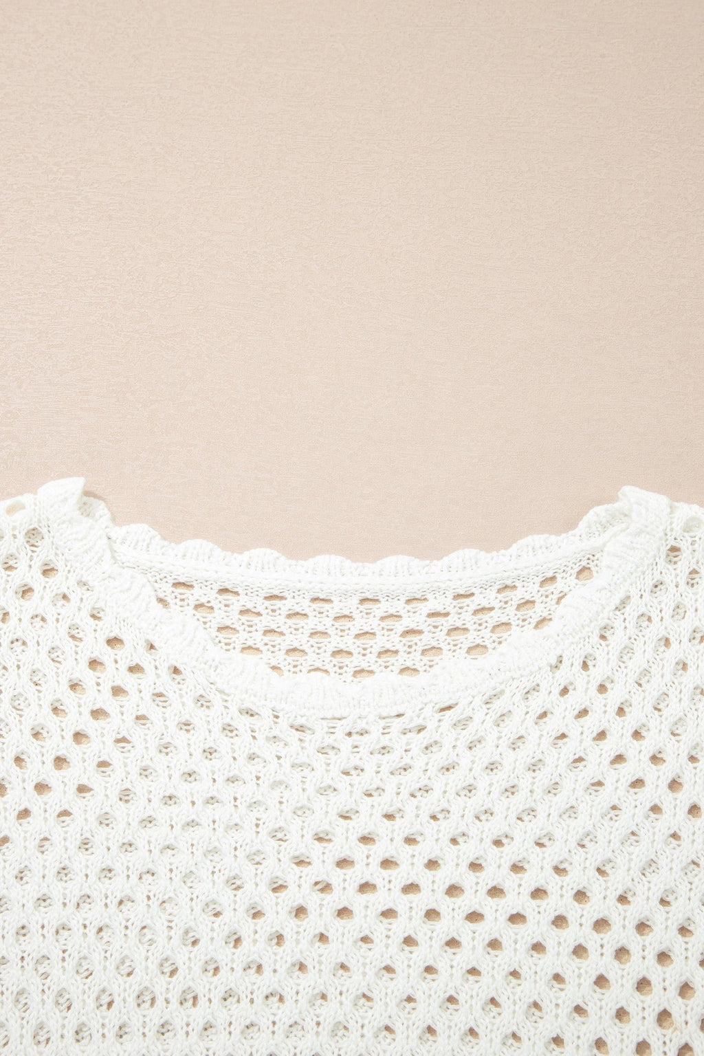Scalloped Trim Hollow Out Knit Long Sleeve Top - Rooted & Reckless Co.