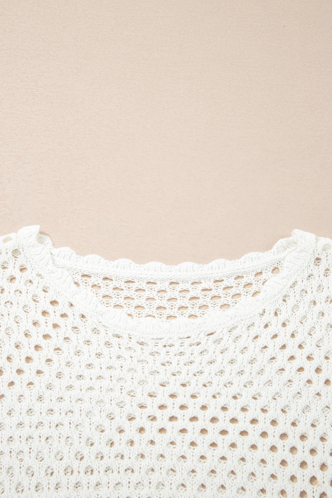 Scalloped Trim Hollow Out Knit Long Sleeve Top - Rooted & Reckless Co.