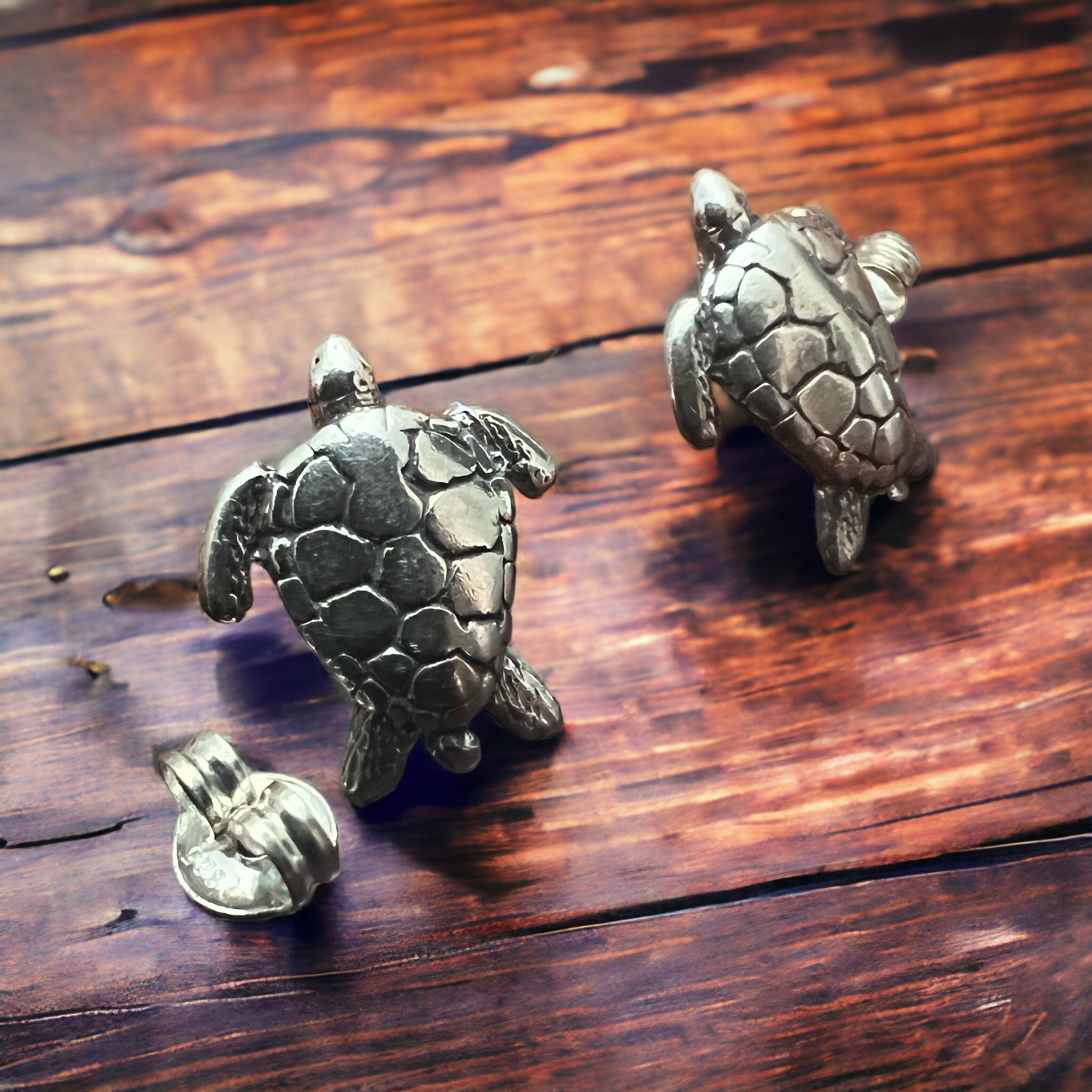 Sea Turtle post earrings - Sterling silver - Rooted & Reckless Co.