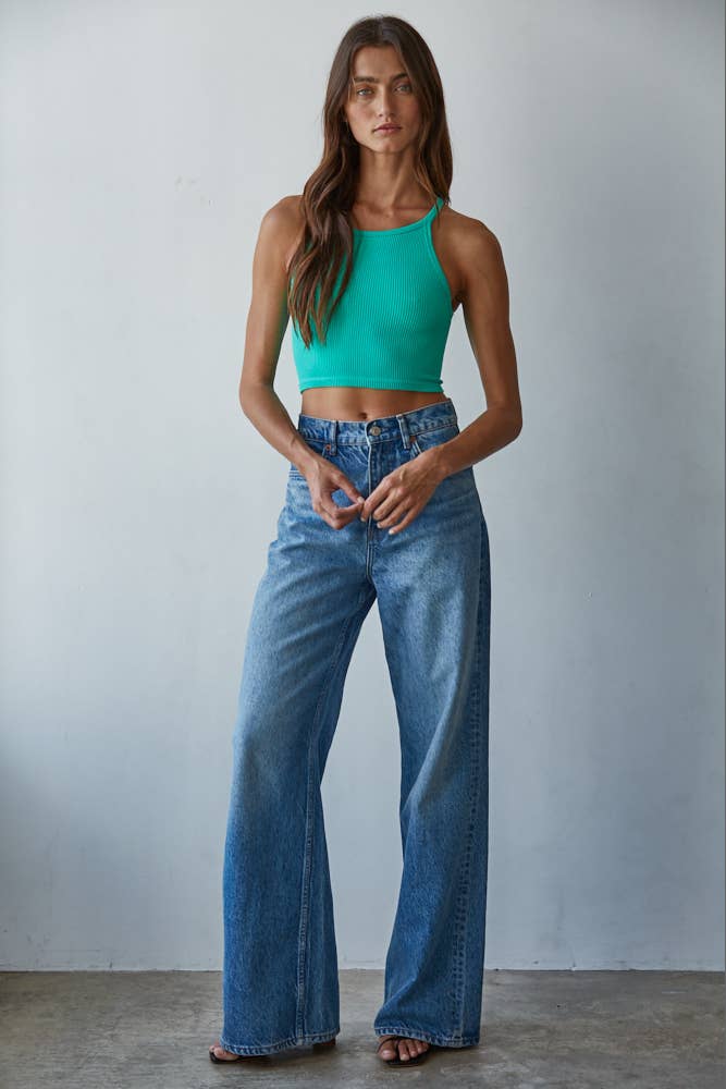 Seamless Sleeveless Halter Neck Tank Top - Rooted & Reckless Co.