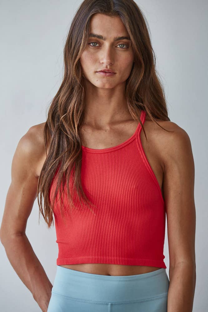 Seamless Sleeveless Halter Neck Tank Top - Rooted & Reckless Co.