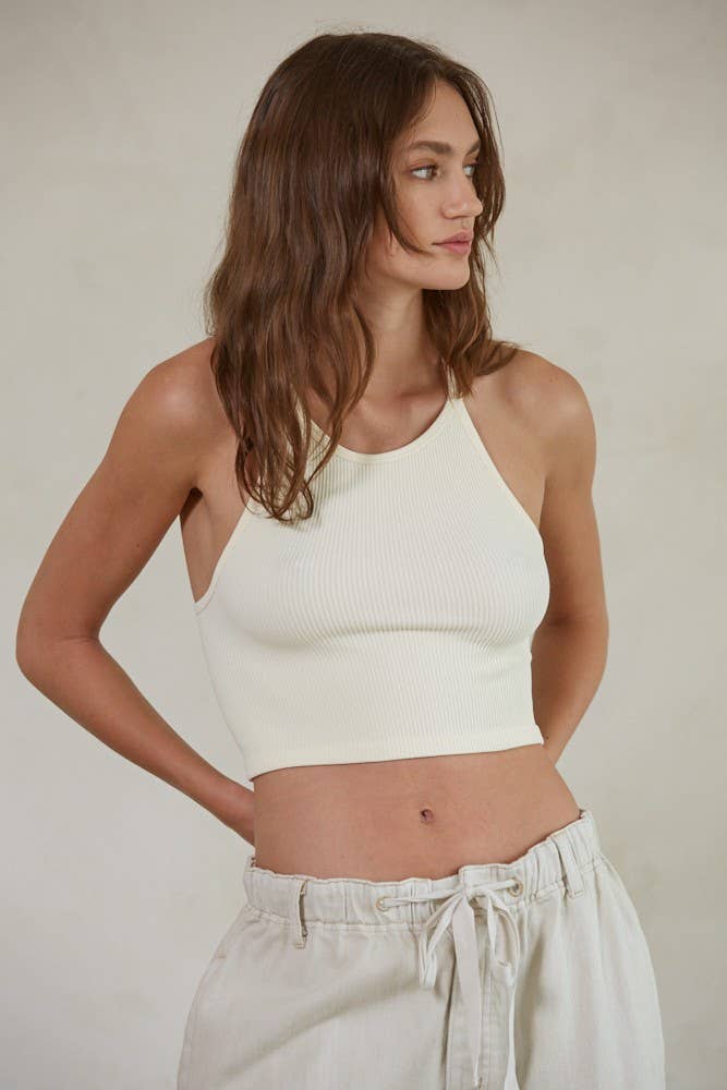 Seamless Sleeveless Halter Neck Tank Top - Rooted & Reckless Co.