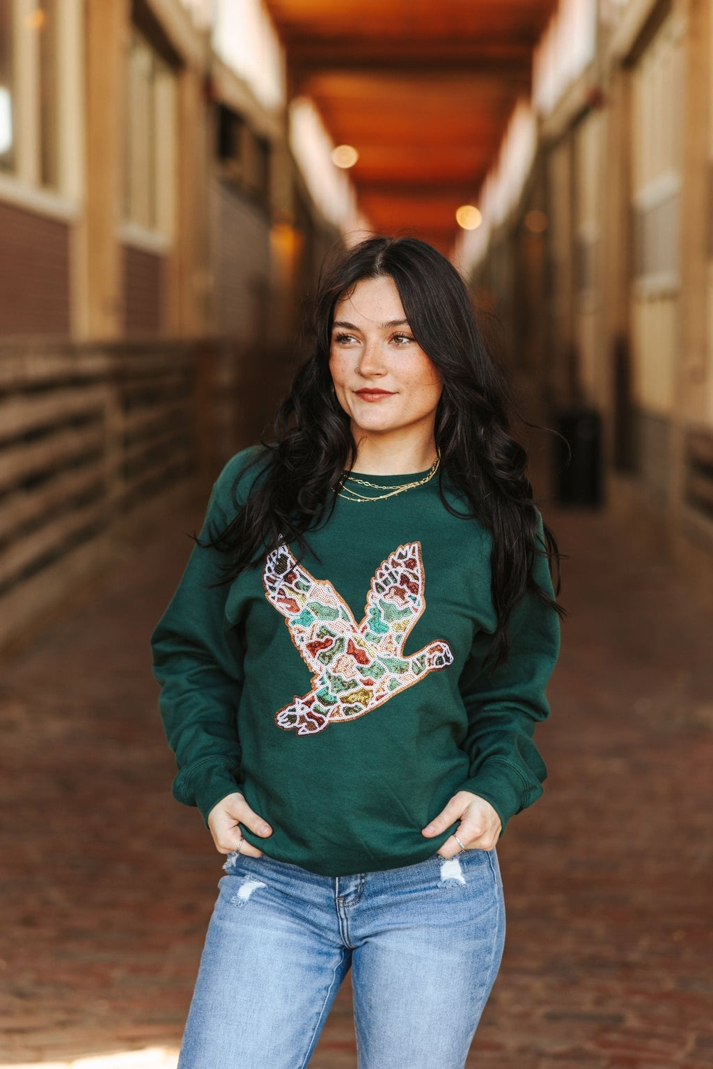 Sequin Duck Camo Patch Sweatshirt - Rooted & Reckless Co.