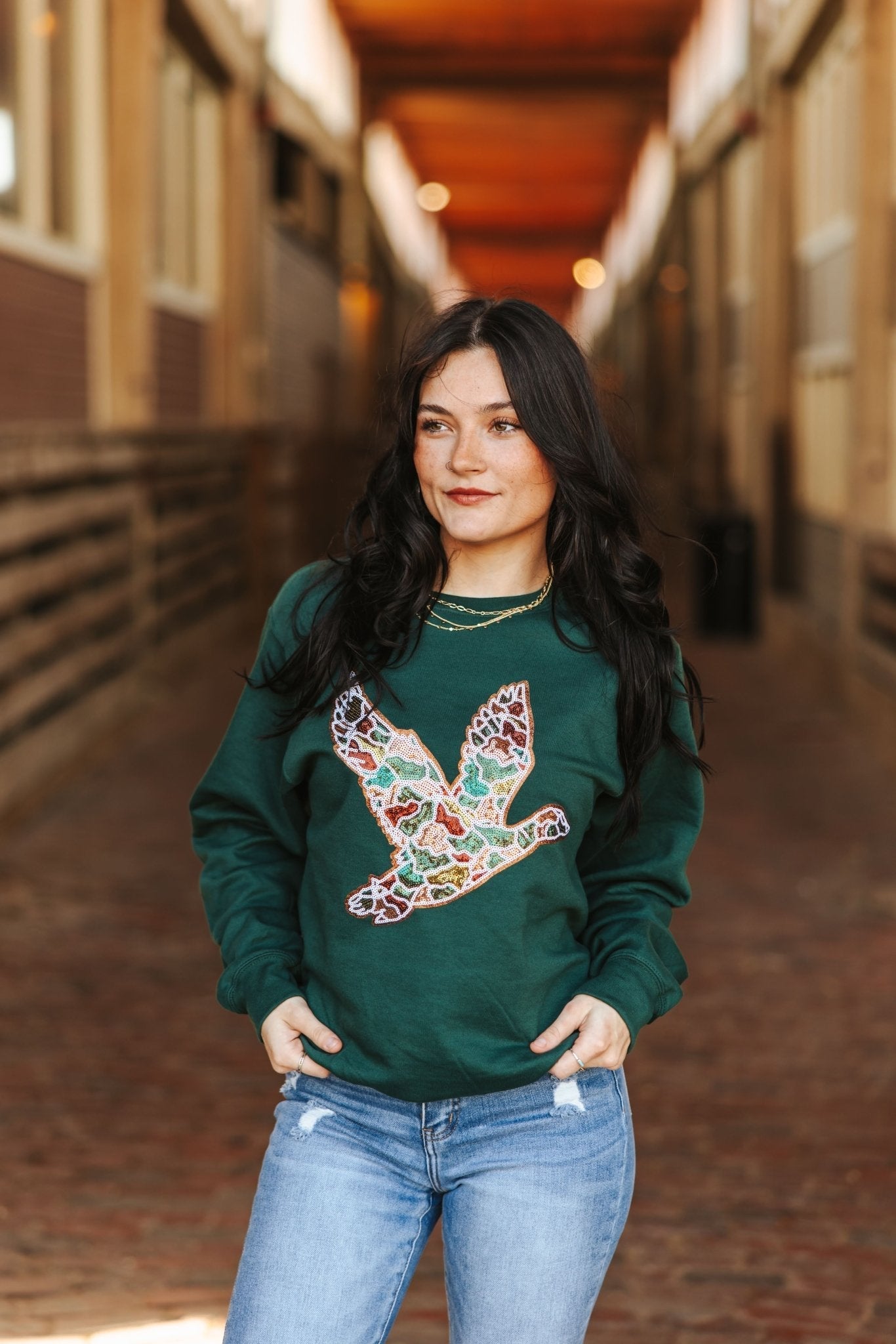 Sequin Duck Camo Patch Sweatshirt - Rooted & Reckless Co.