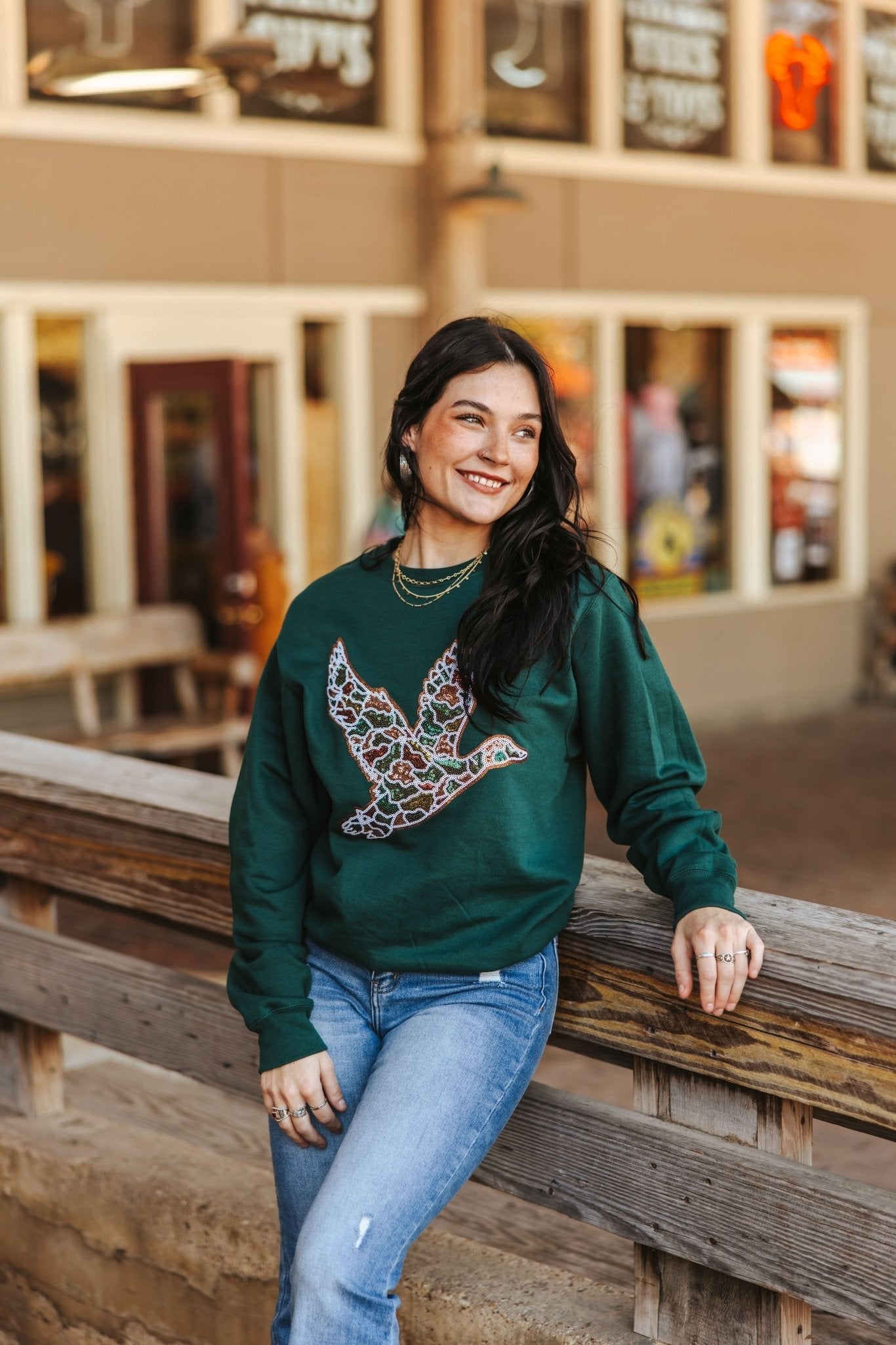 Sequin Duck Camo Patch Sweatshirt - Rooted & Reckless Co.
