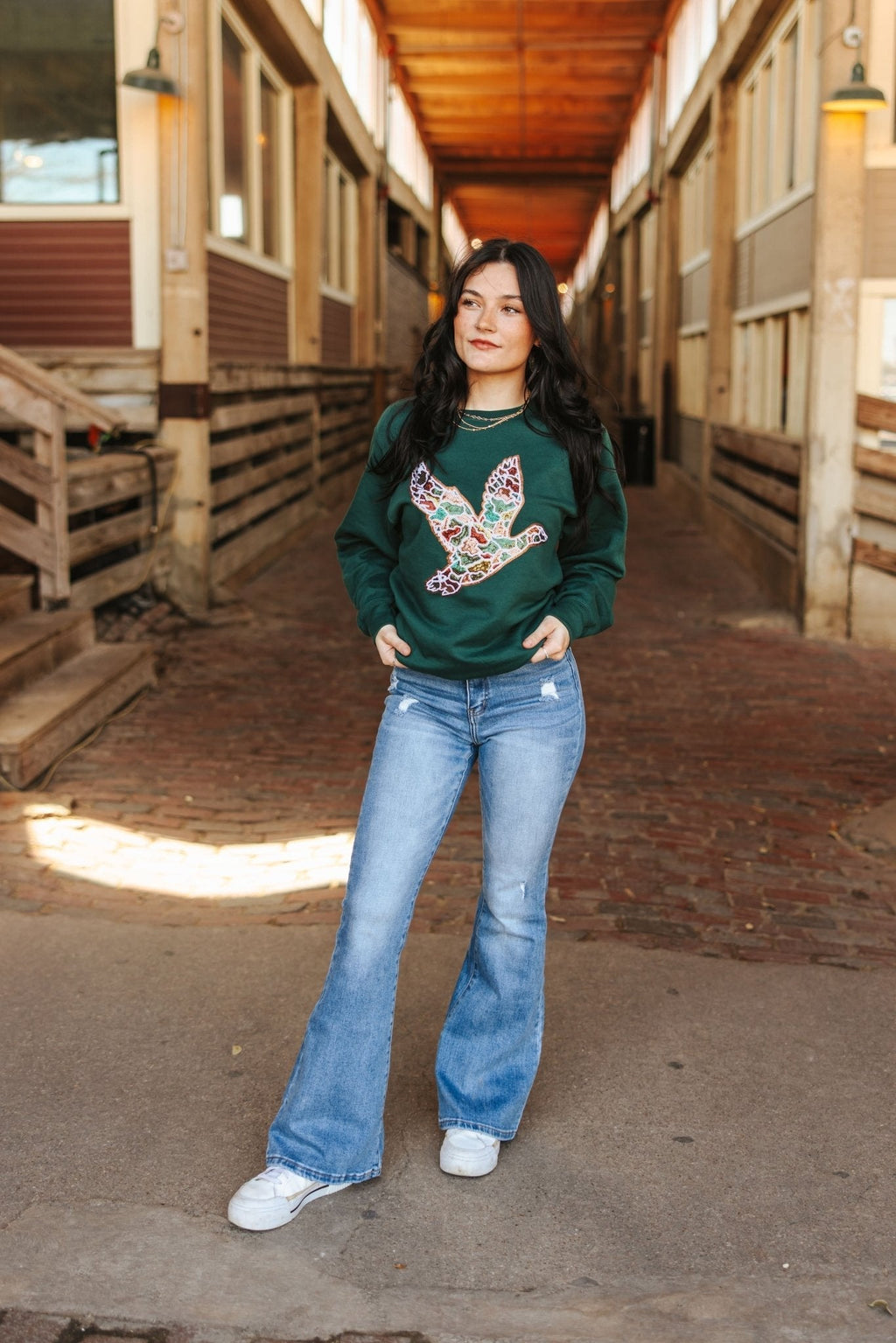 Sequin Duck Camo Patch Sweatshirt - Rooted & Reckless Co.