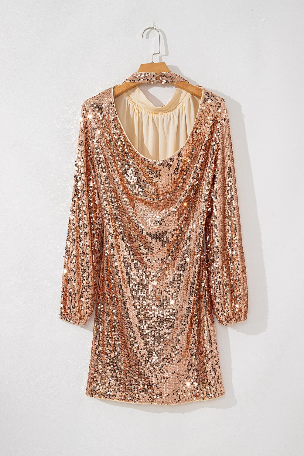Sequin Long Sleeve Cutout Back Mini Dress - Rooted & Reckless Co.