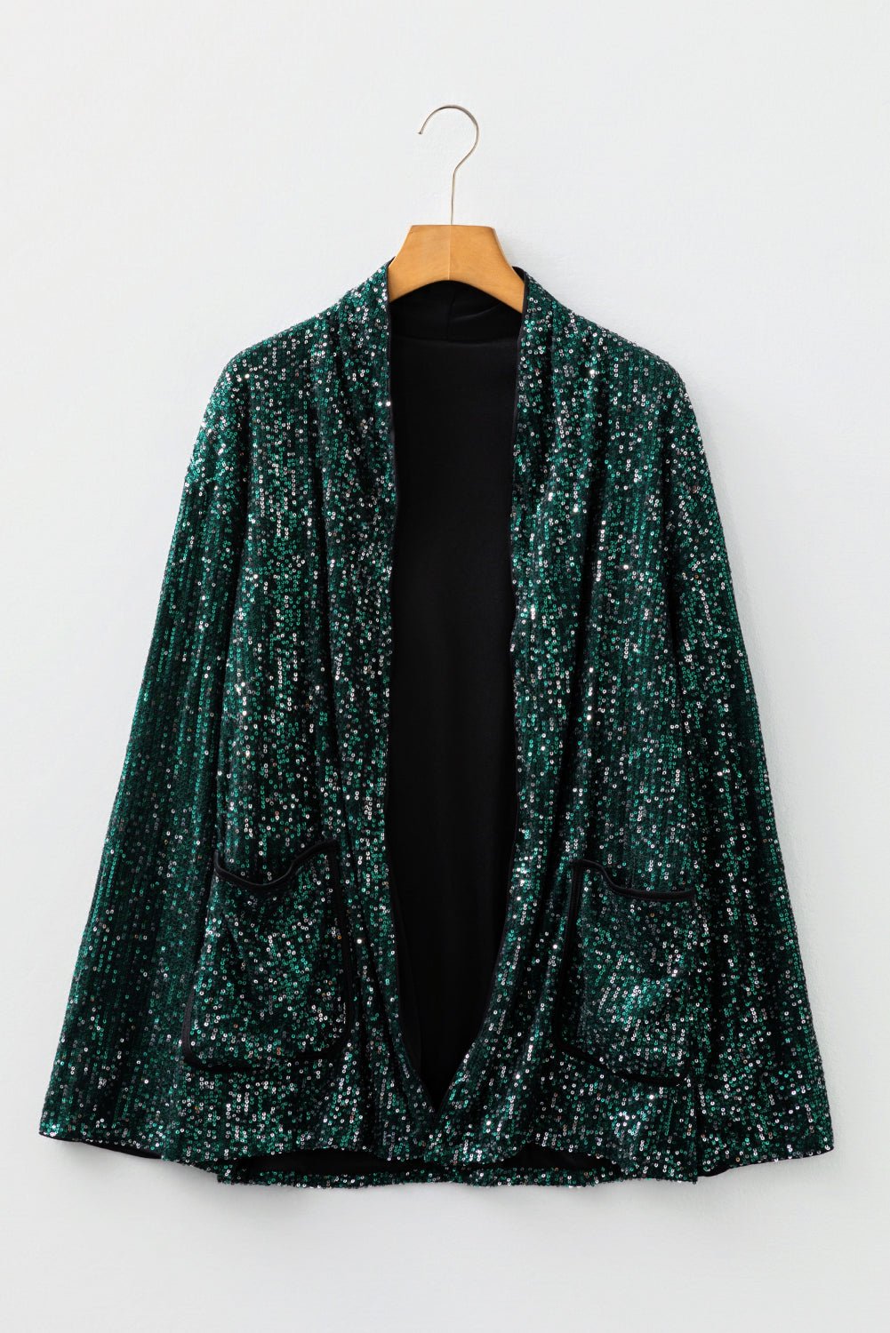 Sequin Open-Front Long Sleeve Cardigan - Rooted & Reckless Co.