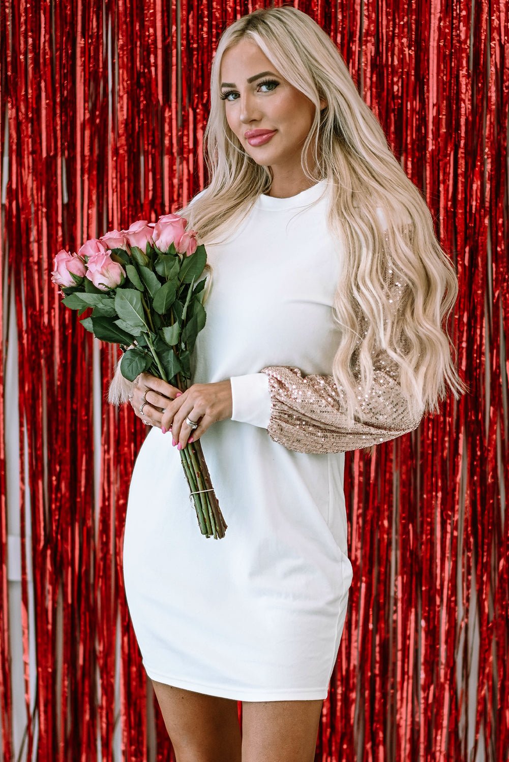 Sequin Patchwork Puff Sleeve Mini Dress - Rooted & Reckless Co.