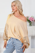 Sequin Patchwork Sleeve Open Back Top - Rooted & Reckless Co.