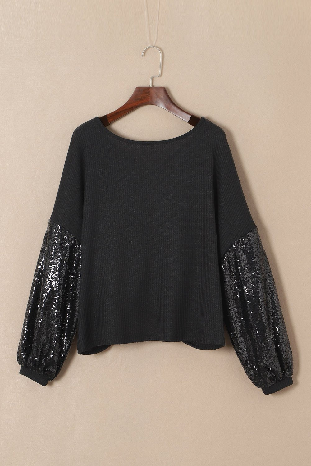 Sequin Patchwork Sleeve Open Back Top - Rooted & Reckless Co.