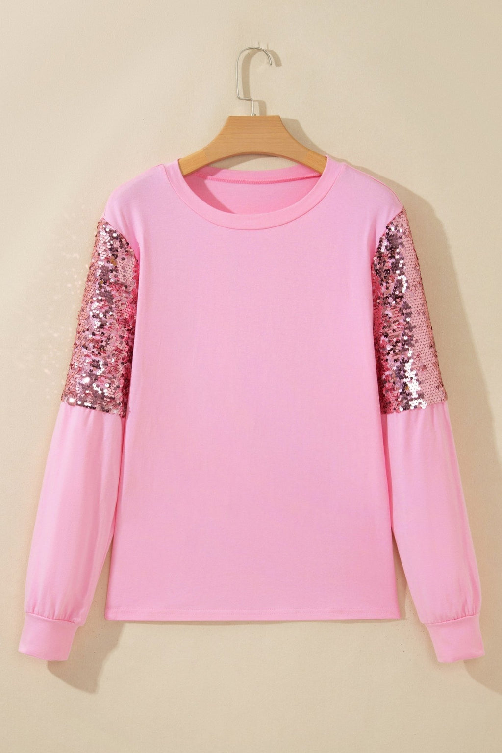 Sequin Round Neck Long Sleeve Pullover Sweater - Rooted & Reckless Co.