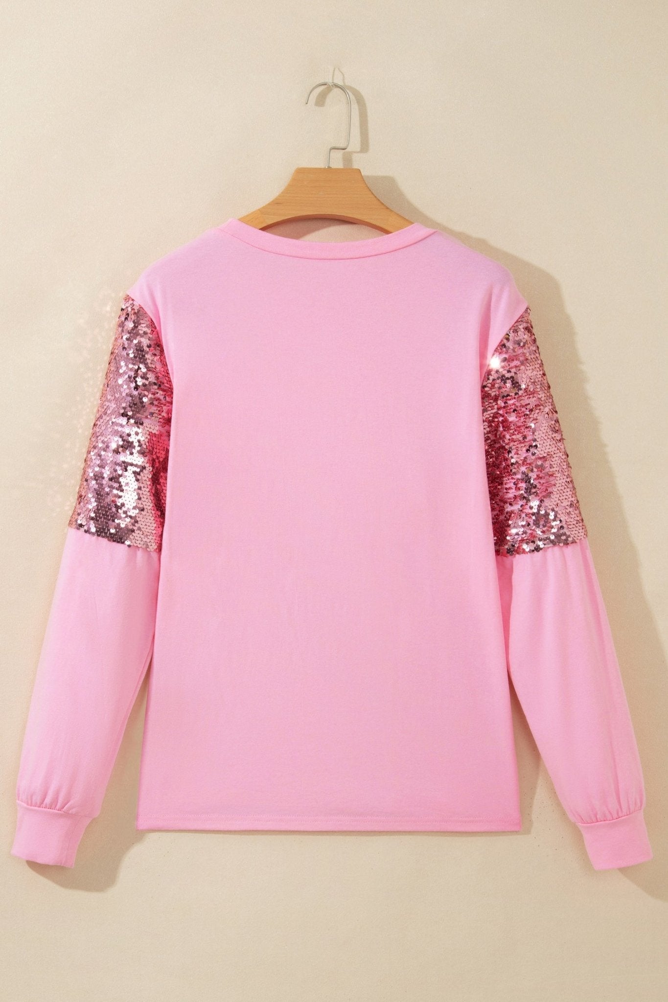 Sequin Round Neck Long Sleeve Pullover Sweater - Rooted & Reckless Co.