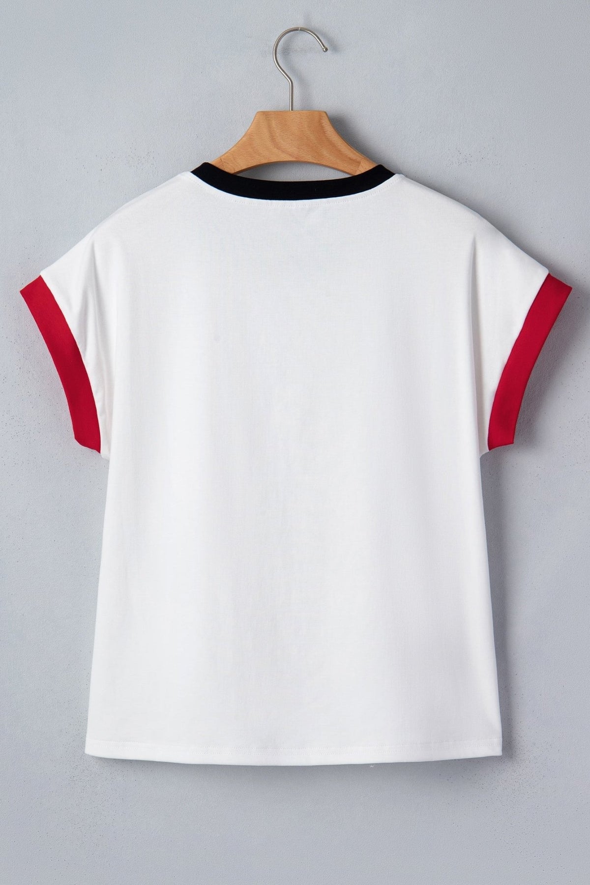 Sequin Star USA Patch Colorblock Trim T-Shirt - Rooted & Reckless Co.