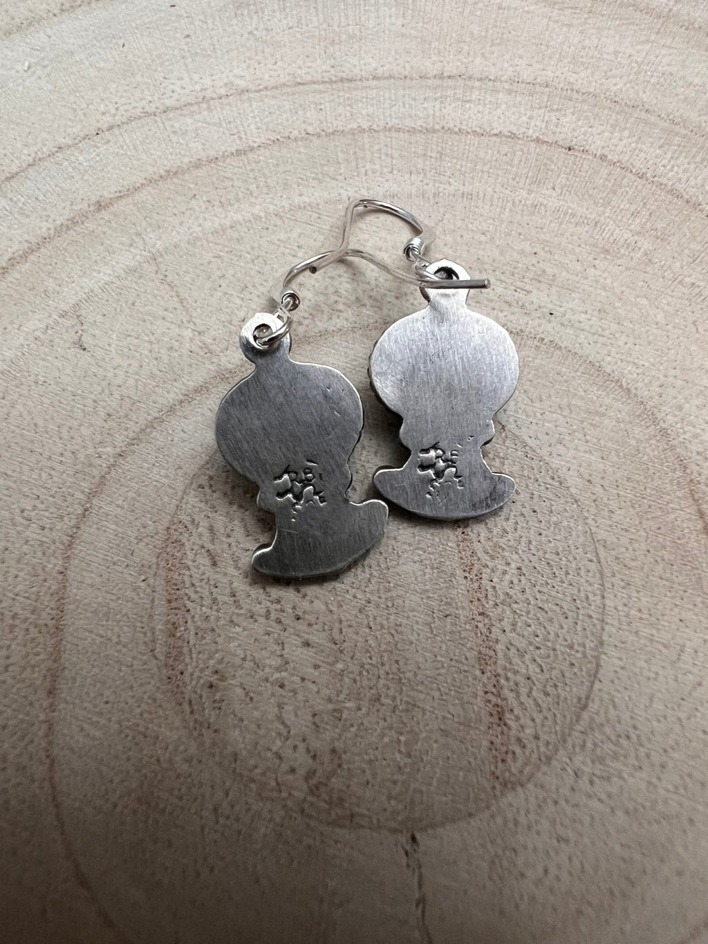 Sharon McCarthy Navajo Hand-Stamped Kingman Turquoise Sterling Drop Earrings — 1/2" - Rooted & Reckless Co.