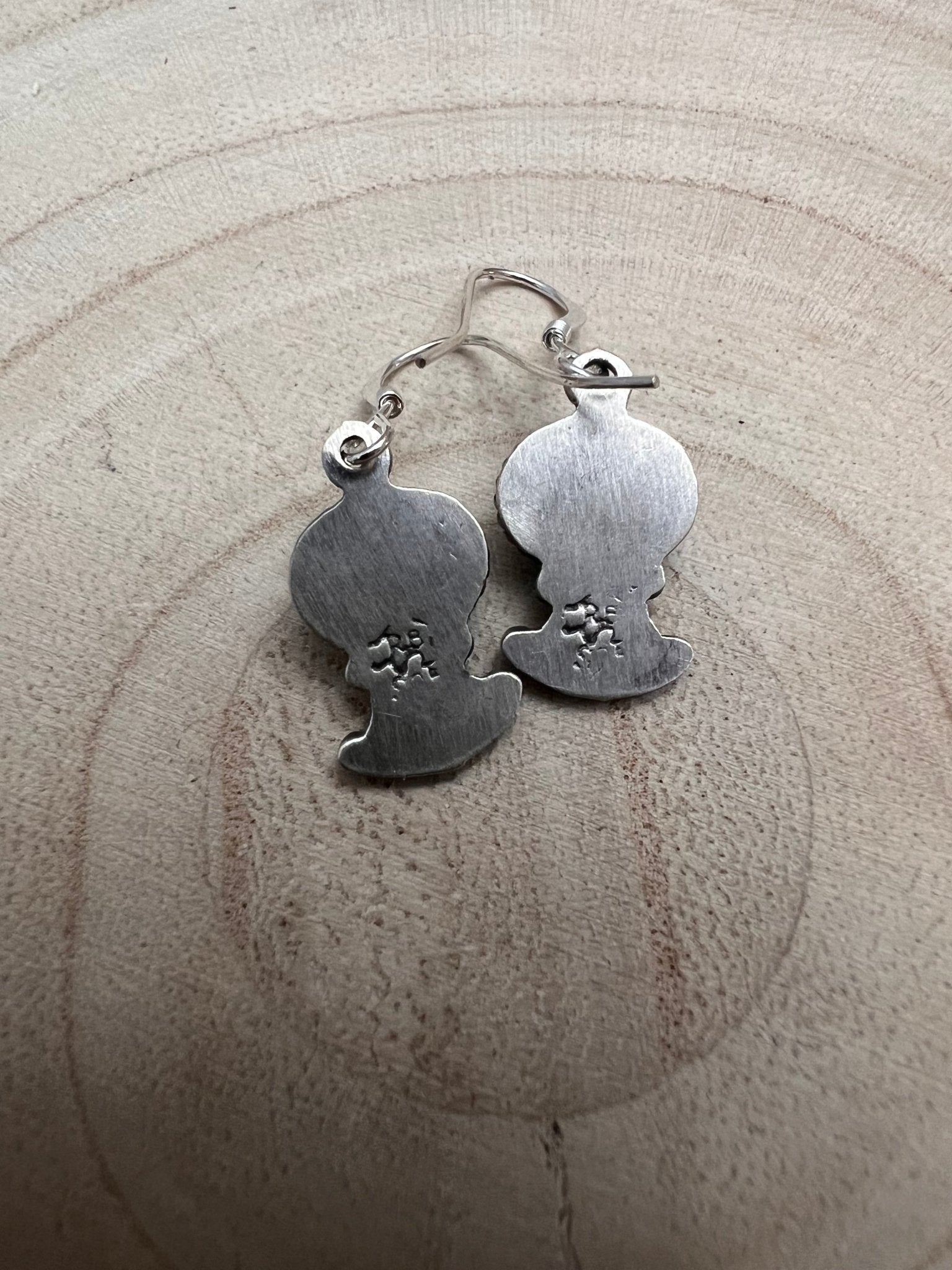 Sharon McCarthy Navajo Hand-Stamped Kingman Turquoise Sterling Drop Earrings — 1/2" - Rooted & Reckless Co.